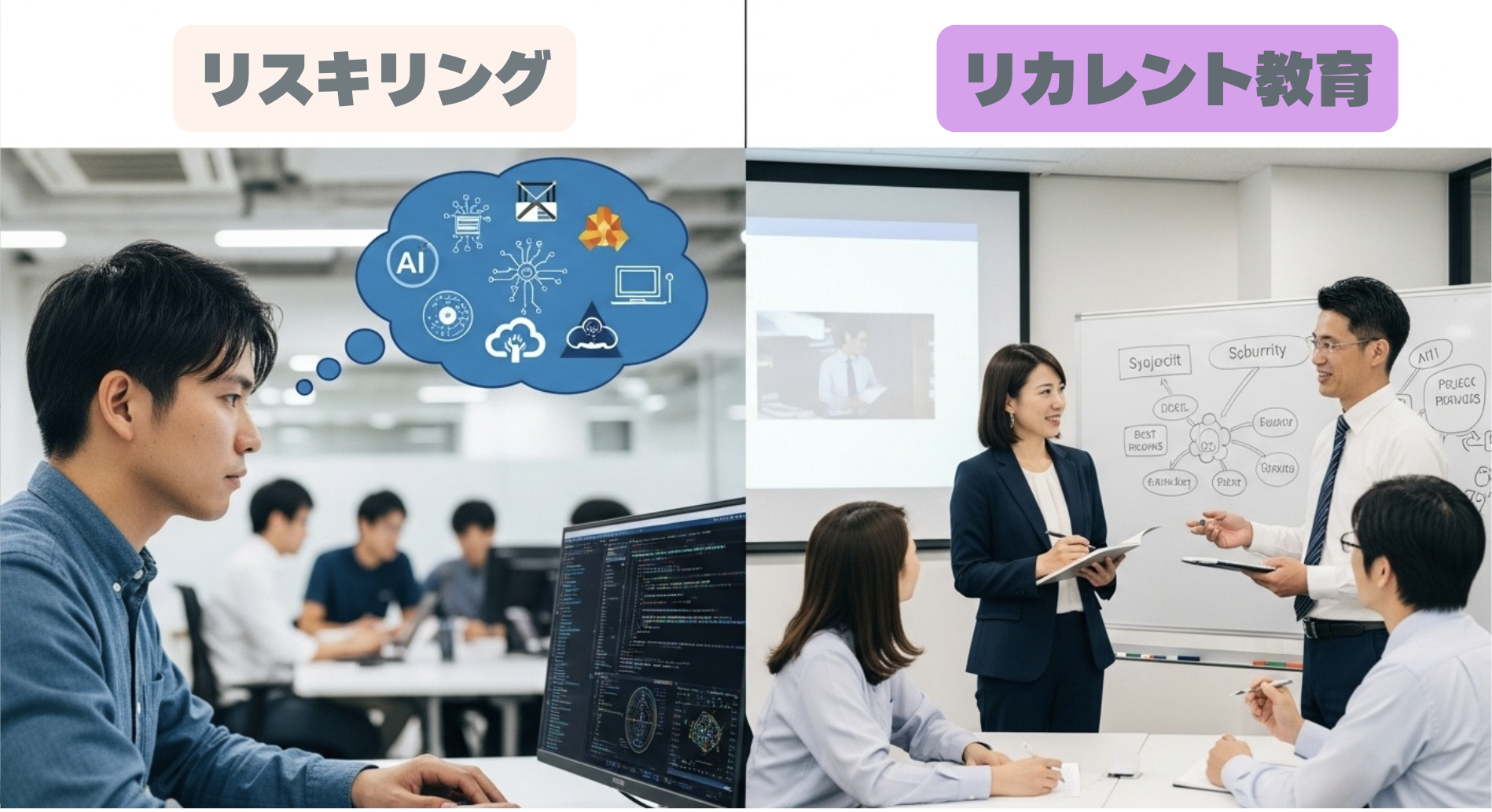 リスキリングとリカレント教育の違いとは?意味・目的・使い分けをわかりやすく解説